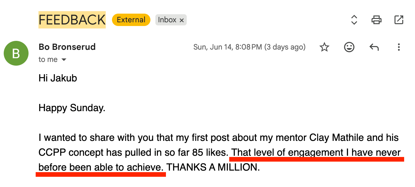 LinkedIn testimonial