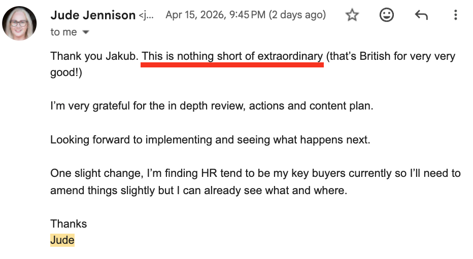LinkedIn testimonial