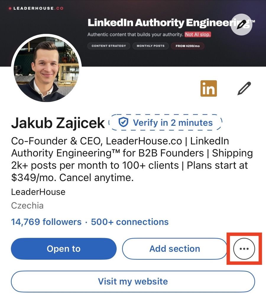 The three dots next to Add section on your LinkedIn profile