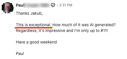 Customer testimonial